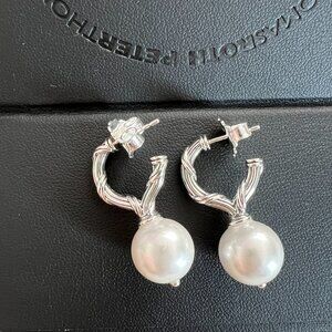 NWT Peter Thomas Roth Sterling Silver & White Pearl Earrings